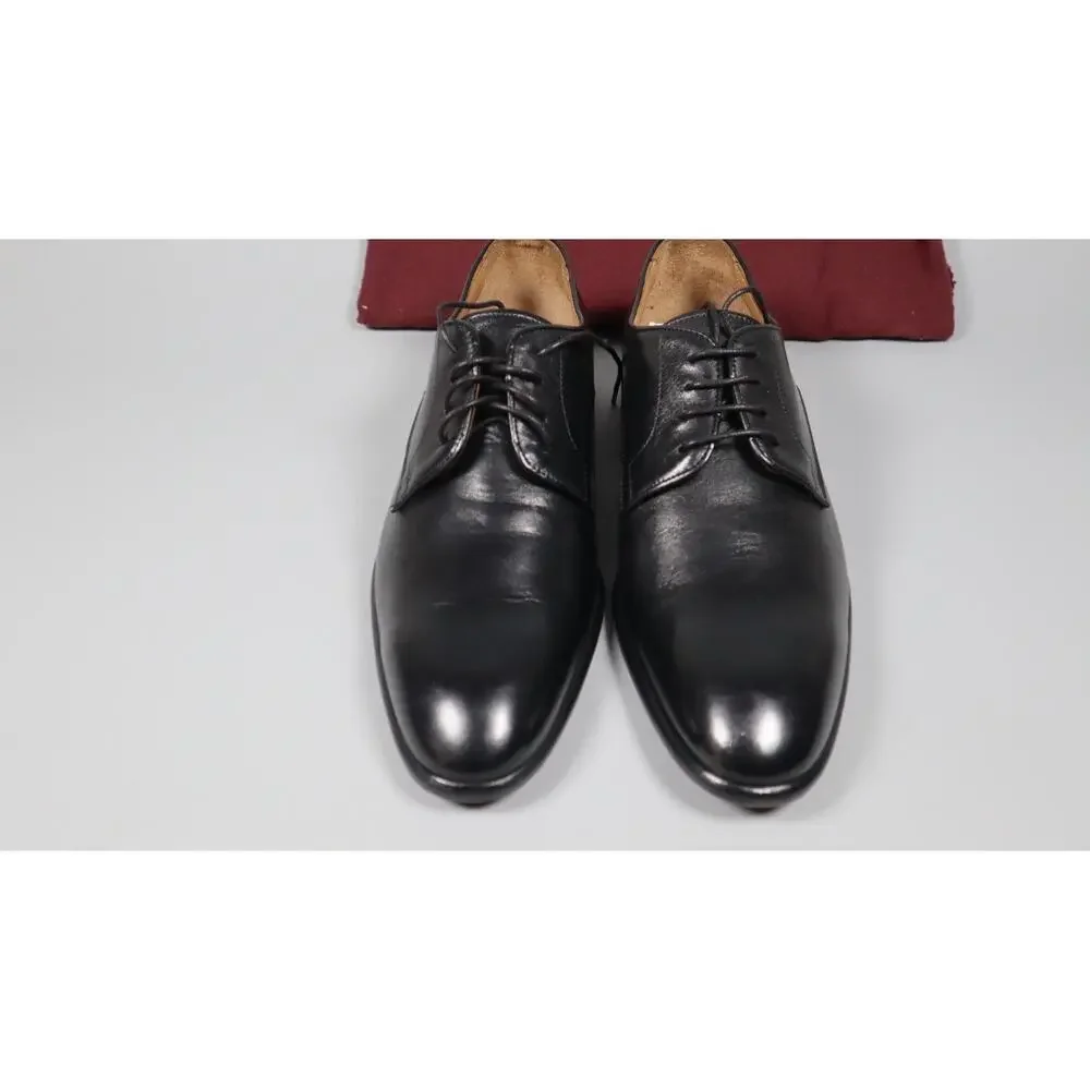 Bruno Magli Salerno Derby Dress Shoes Men's Black Leather Italy 9.5 Lace Up